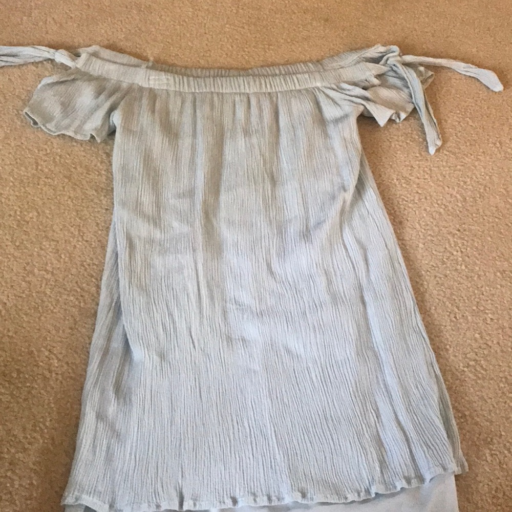 Light blue off the shoulder summer dress